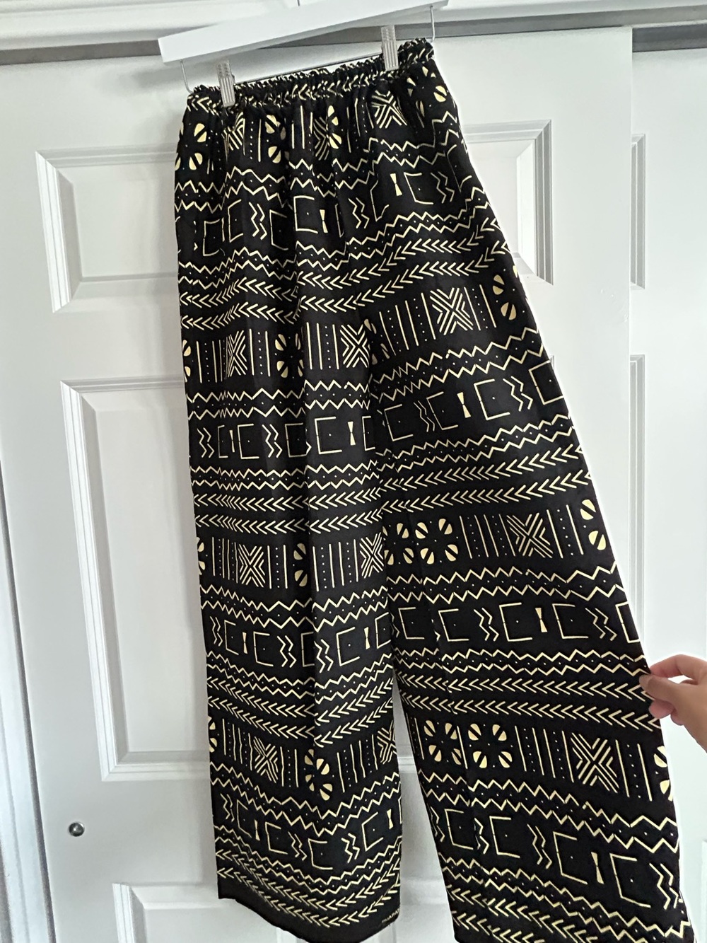 NWOT Black Tan Cotton Wide Leg Pants from The Gambia OS